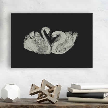 Antique Swan Painting Print Yourself 19th Century Art Square Vintage Canvas Print Wall Art