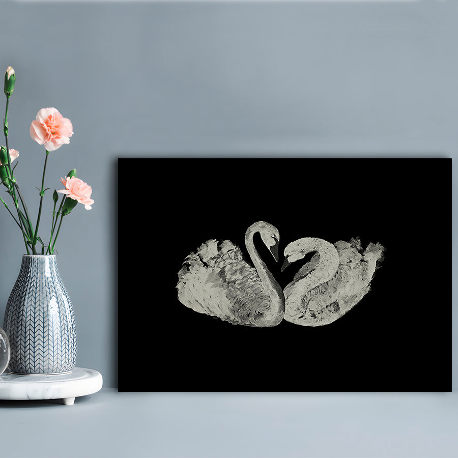 Antique Swan Painting Print Yourself 19th Century Art Square Vintage Framed Art Print Wall Decor