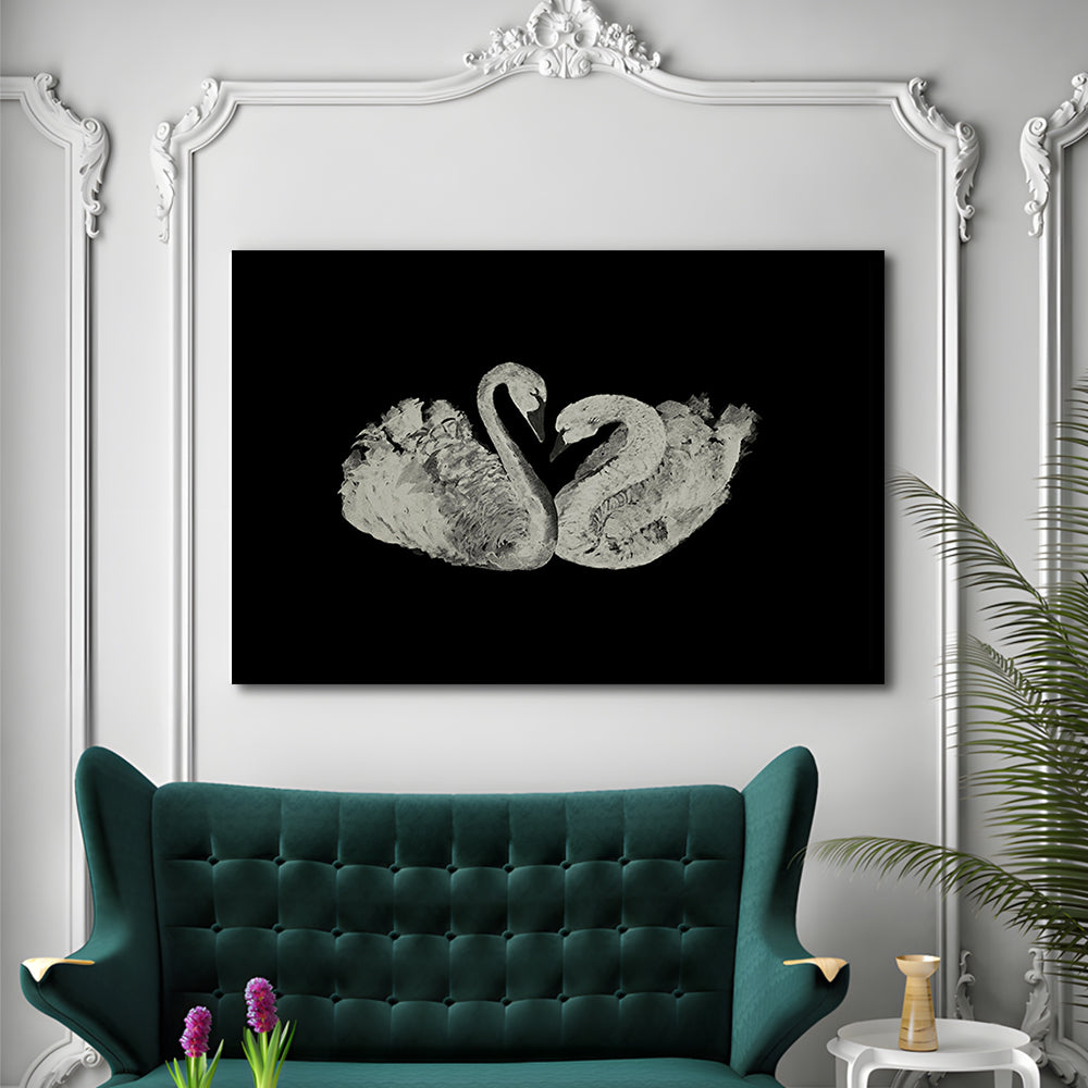 Antique Swan Painting Print Yourself 19th Century Art Square Vintage Framed Art Print Wall Decor
