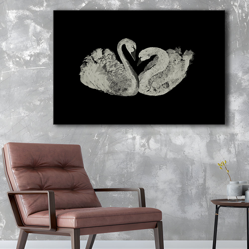 Antique Swan Painting Print Yourself 19th Century Art Square Vintage Canvas Print Wall Art