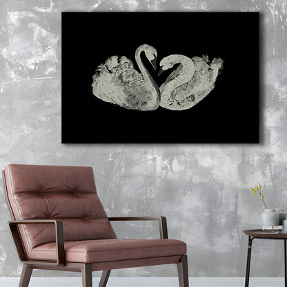 Antique Swan Painting Print Yourself 19th Century Art Square Vintage Canvas Print Wall Art