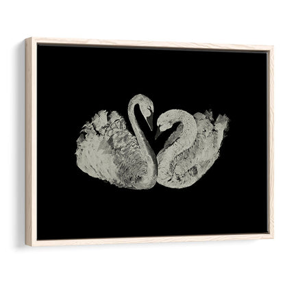 Antique Swan Painting Print Yourself 19th Century Art Square Vintage Framed Canvas Print Wall Art