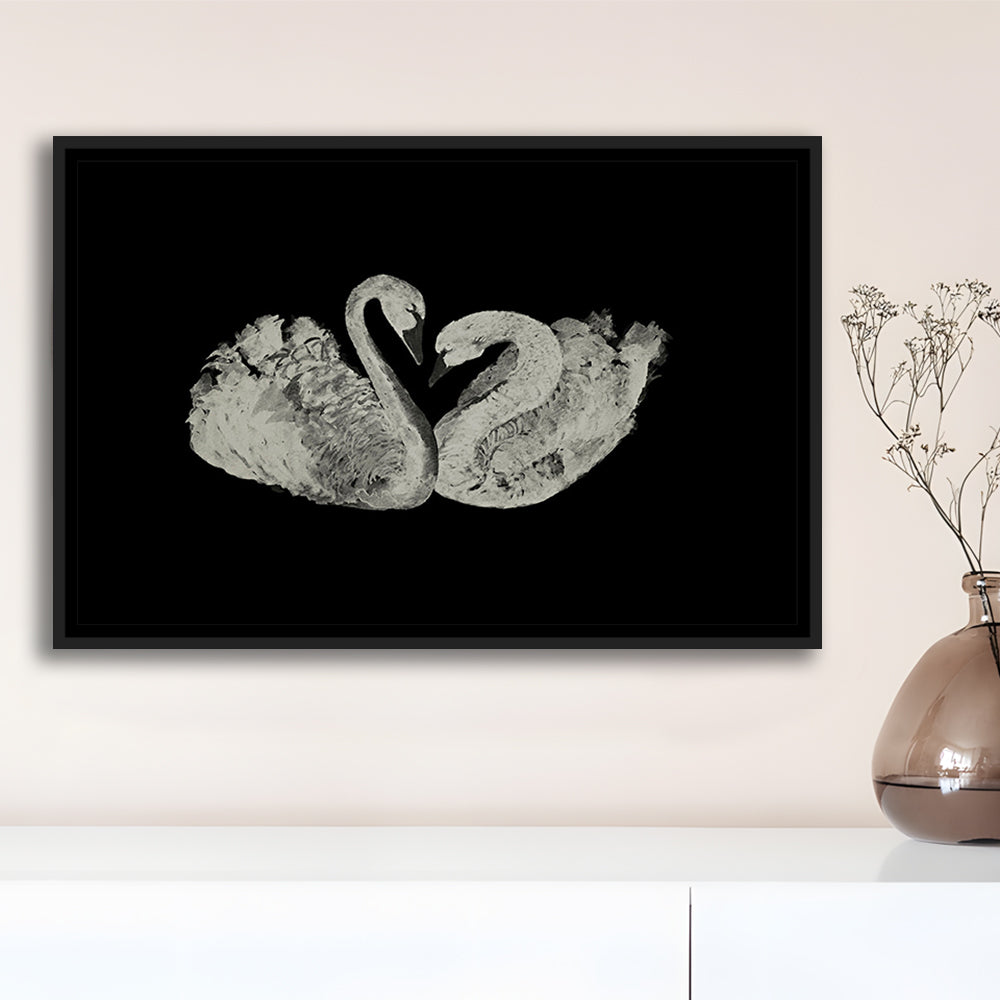 Antique Swan Painting Print Yourself 19th Century Art Square Vintage Framed Canvas Print Wall Art