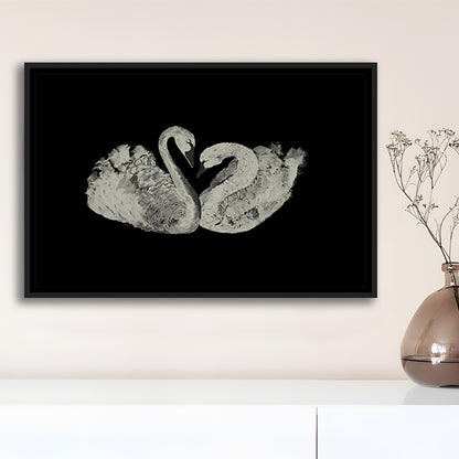 Antique Swan Painting Print Yourself 19th Century Art Square Vintage Framed Canvas Print Wall Art