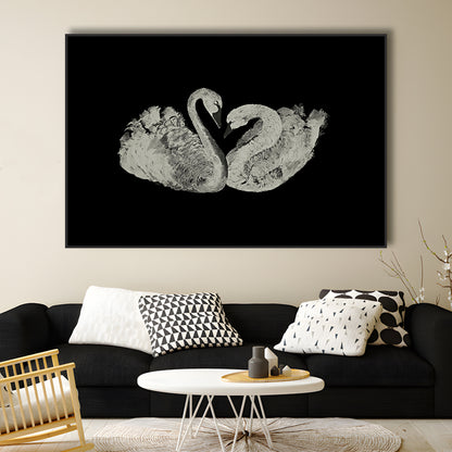 Antique Swan Painting Print Yourself 19th Century Art Square Vintage Framed Canvas Print Wall Art