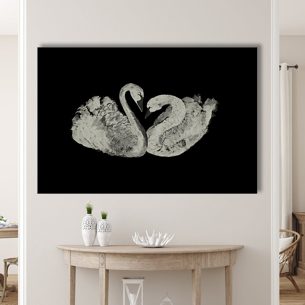 Antique Swan Painting Print Yourself 19th Century Art Square Vintage Canvas Print Wall Art