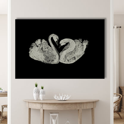 Antique Swan Painting Print Yourself 19th Century Art Square Vintage Canvas Print Wall Art