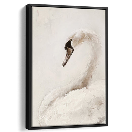 Antique Swan Print Vintage Print Nursery Decor, Framed Canvas Print Wall Art, Floating Frame