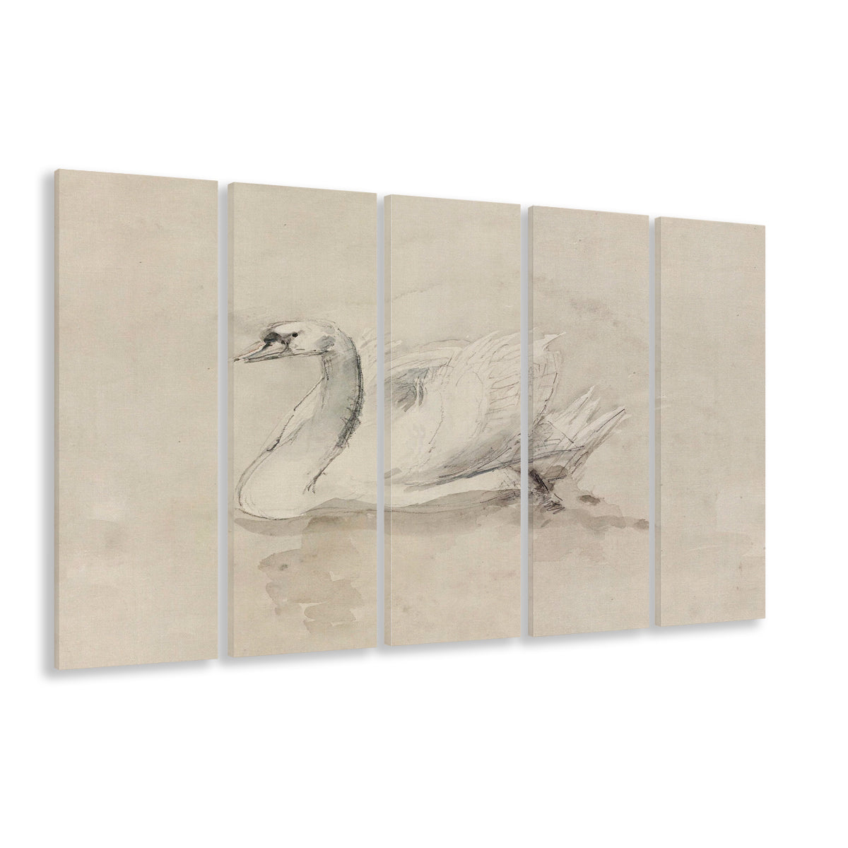 Antique Swan SketchPrint Yourself 19th Century Art Muted Wall Decor, Ready to hang