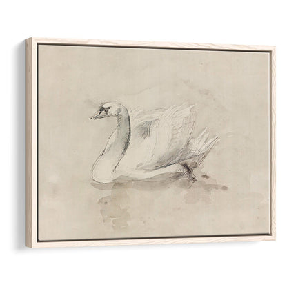 Antique Swan SketchPrint Yourself 19th Century Art Muted Wall Decor, Ready to hang