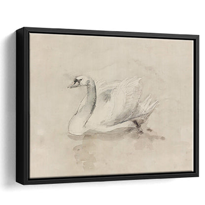 Antique Swan SketchPrint Yourself 19th Century Art Muted Wall Decor, Ready to hang