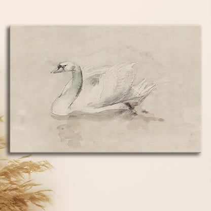 Antique Swan SketchPrint Yourself 19th Century Art Muted Wall Decor, Ready to hang