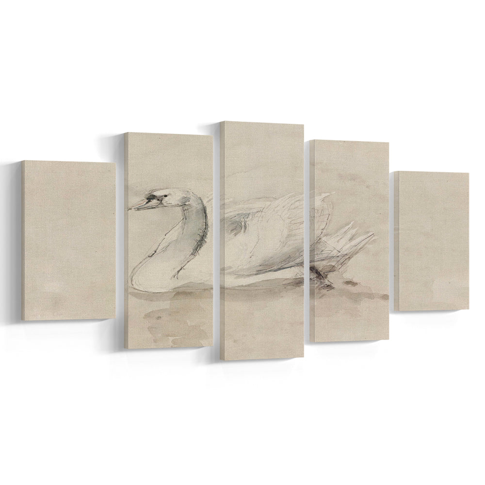 Antique Swan SketchPrint Yourself 19th Century Art Muted Wall Decor, Ready to hang