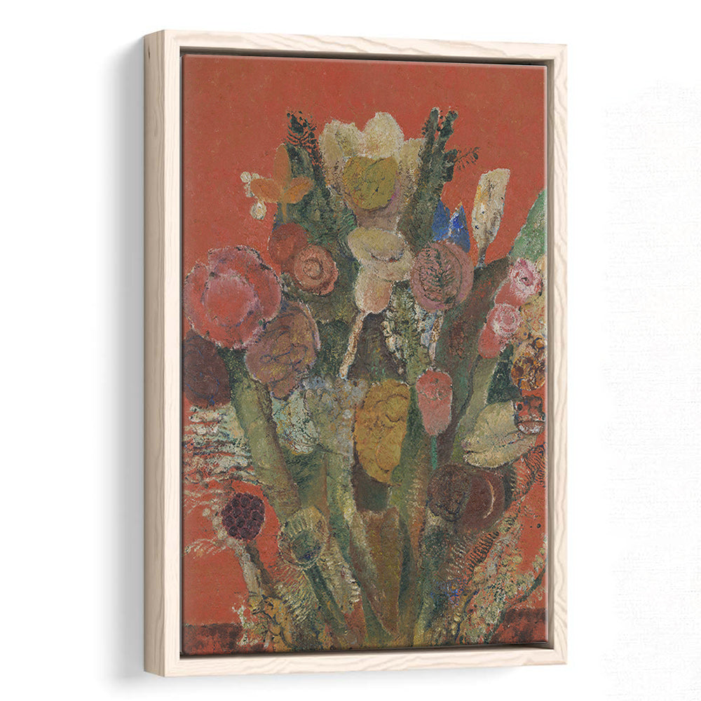 Antique Victorian Botanical Framed Canvas Print Wall Art, Abstract Floral Bouquet Oil Painting Art