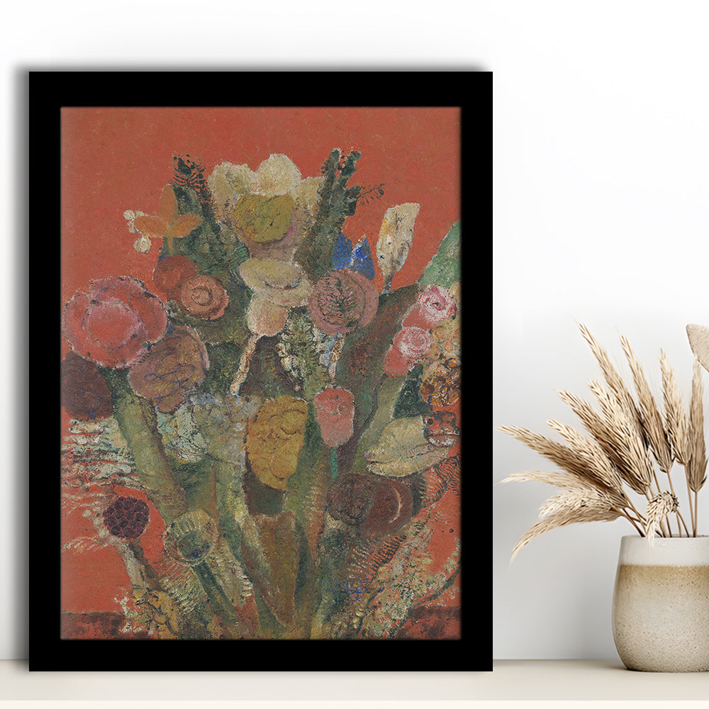 Antique Victorian Botanical Framed Art Print Wall Decor, Abstract Floral Bouquet Oil Painting Art
