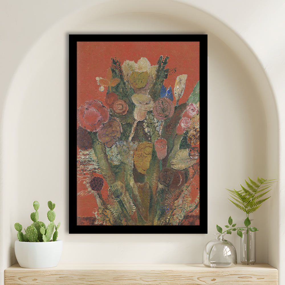 Antique Victorian Botanical Framed Art Print Wall Decor, Abstract Floral Bouquet Oil Painting Art