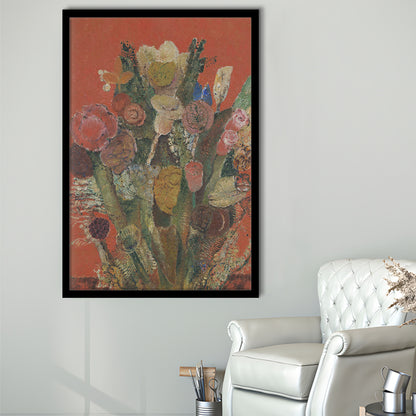Antique Victorian Botanical Framed Art Print Wall Decor, Abstract Floral Bouquet Oil Painting Art