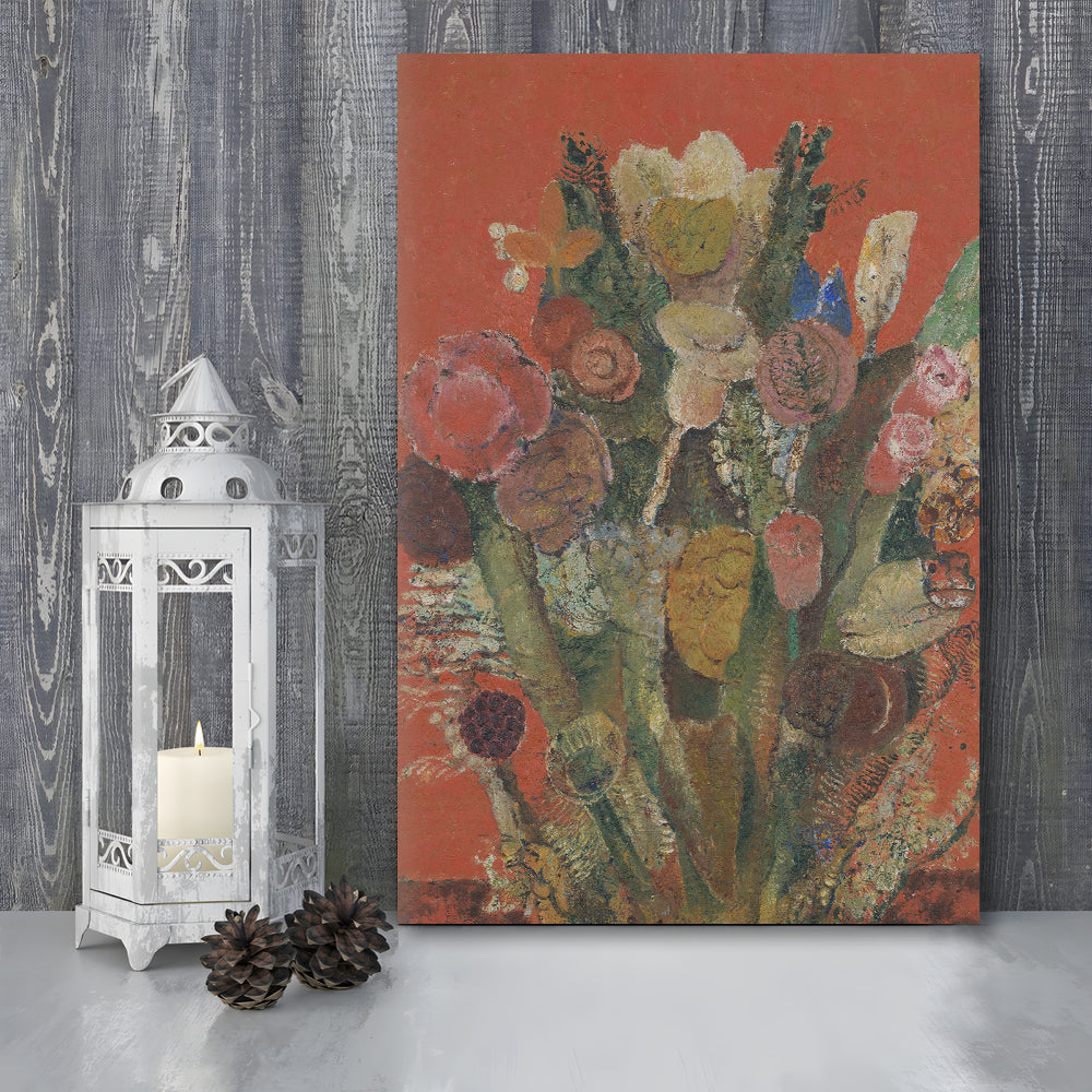 Antique Victorian Botanical Canvas Print Wall Art, Abstract Floral Bouquet Oil Painting Grandmillennial Aesthetic Art