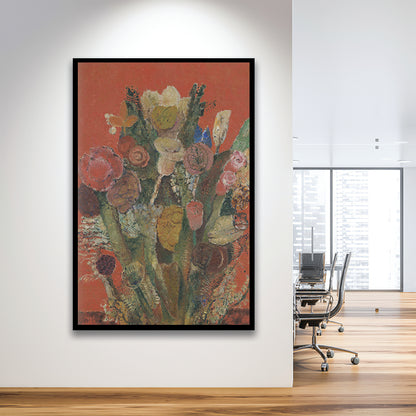 Antique Victorian Botanical Framed Art Print Wall Decor, Abstract Floral Bouquet Oil Painting Art