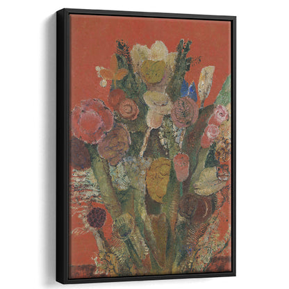 Antique Victorian Botanical Framed Canvas Print Wall Art, Abstract Floral Bouquet Oil Painting Art