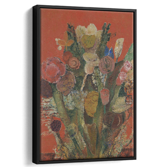 Antique Victorian Botanical Framed Canvas Print Wall Art, Abstract Floral Bouquet Oil Painting Art
