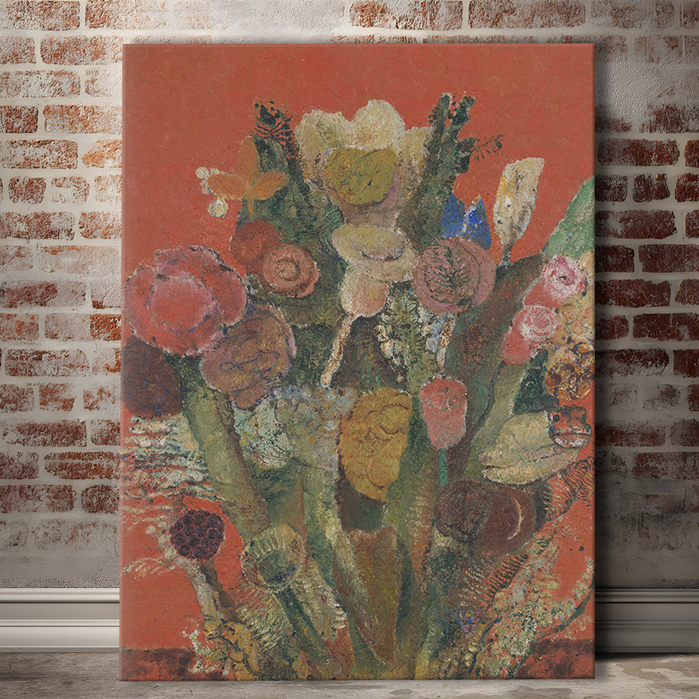 Antique Victorian Botanical Canvas Print Wall Art, Abstract Floral Bouquet Oil Painting Grandmillennial Aesthetic Art