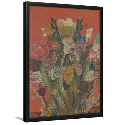 Antique Victorian Botanical Framed Art Print Wall Decor, Abstract Floral Bouquet Oil Painting Art