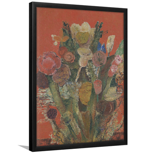 Antique Victorian Botanical Framed Art Print Wall Decor, Abstract Floral Bouquet Oil Painting Art