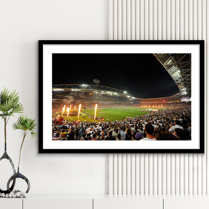 Anz Stadium Grand Final, Stadium Canvas, Sport Art, Gift for him, White Border Framed Art Print Wall Decor