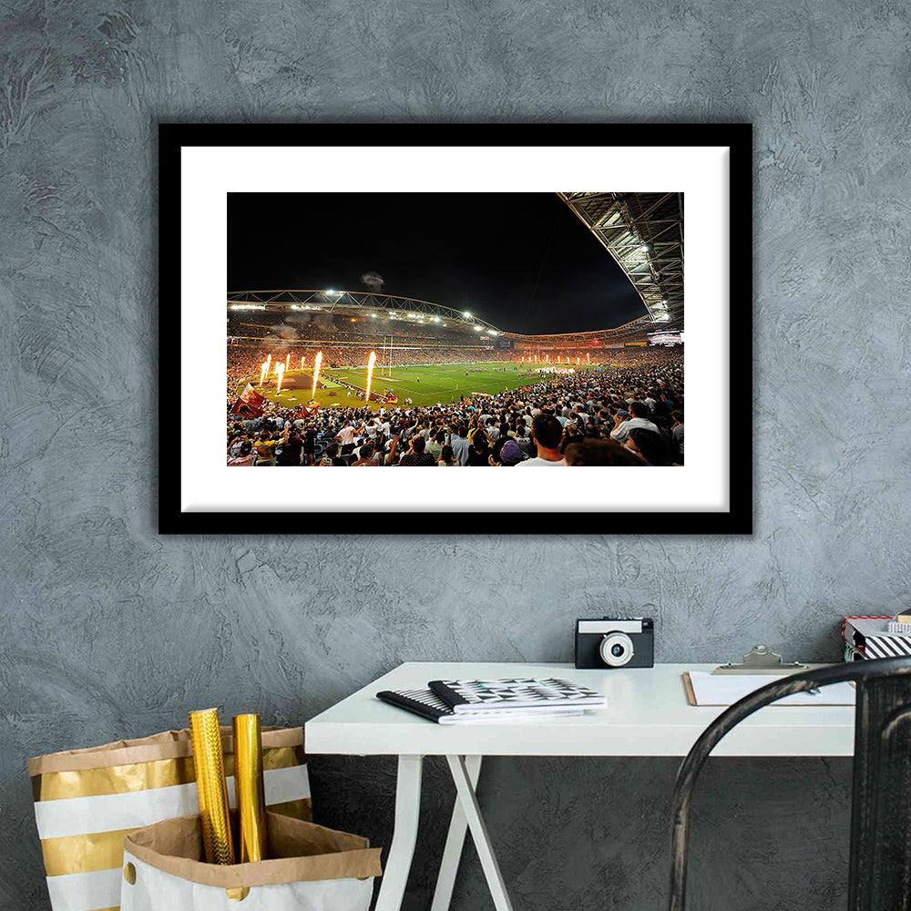 Anz Stadium Grand Final, Stadium Canvas, Sport Art, Gift for him, White Border Framed Art Print Wall Decor