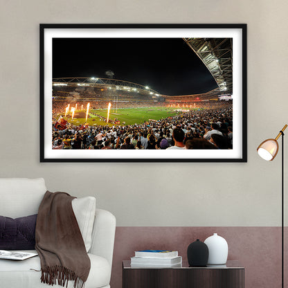 Anz Stadium Grand Final, Stadium Canvas, Sport Art, Gift for him, White Border Framed Art Print Wall Decor