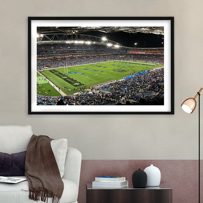 Anz Stadium, Stadium Canvas, Sport Art, Gift for him, White Border Framed Art Print Wall Decor