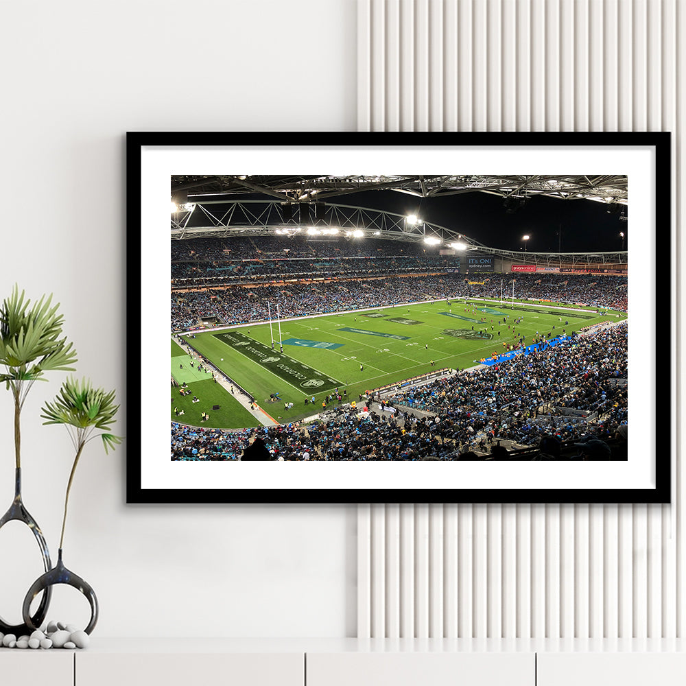 Anz Stadium, Stadium Canvas, Sport Art, Gift for him, White Border Framed Art Print Wall Decor