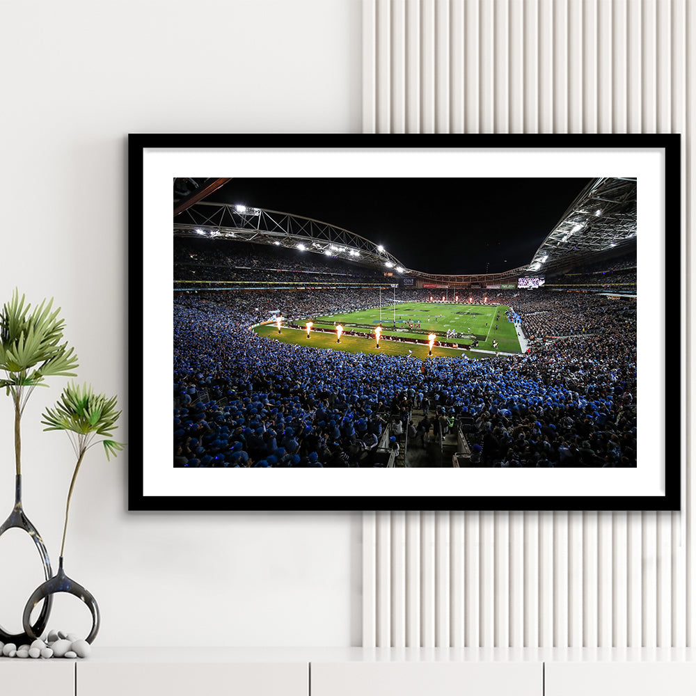 Anz Stadium at Sydney Olympic Park, Stadium Canvas, Sport Art, Gift for him, White Border Framed Art Print Wall Decor