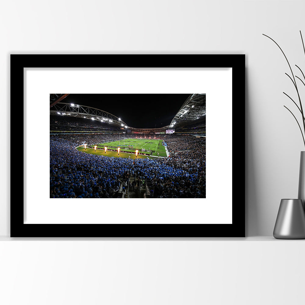 Anz Stadium at Sydney Olympic Park, Stadium Canvas, Sport Art, Gift for him, White Border Framed Art Print Wall Decor