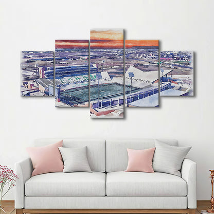 Apogee Stadium, North Texas Mean Green Watercolor, Sport Art, Mixed 5 Panel, Canvas Print Wall Art