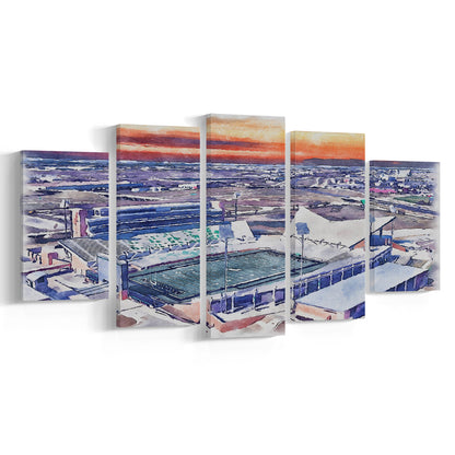 Apogee Stadium, North Texas Mean Green Watercolor, Sport Art, Mixed 5 Panel, Canvas Print Wall Art