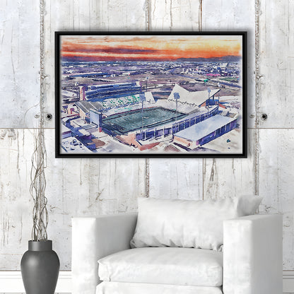 Apogee Stadium, North Texas Mean Green Watercolor, Sport Gift Art, Framed Canvas Print Wall Art