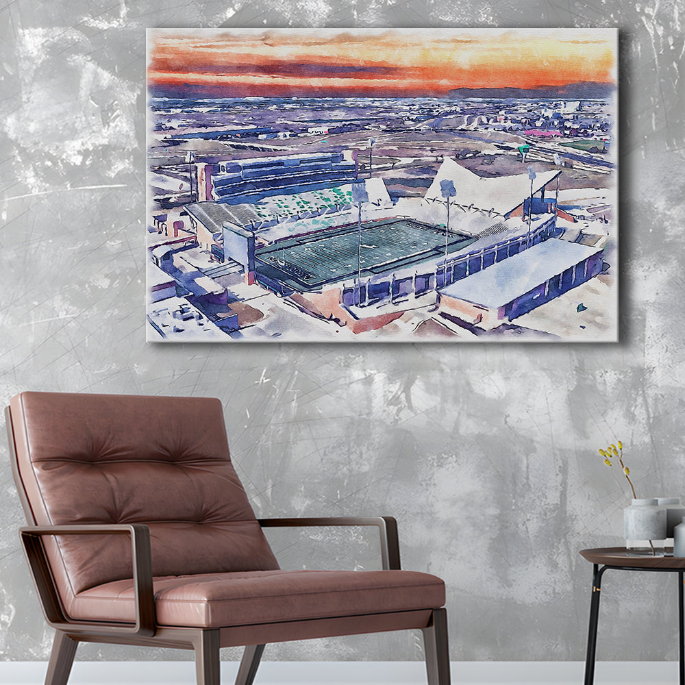 Apogee Stadium, North Texas Mean Green Watercolor, Sport Art, Gifts for him, Canvas Print Wall Art