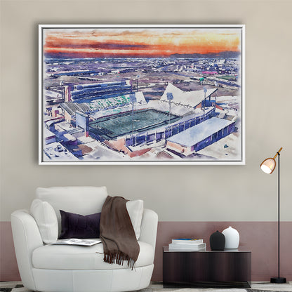 Apogee Stadium, North Texas Mean Green Watercolor, Sport Gift Art, Framed Canvas Print Wall Art