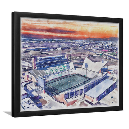 Apogee Stadium, North Texas Mean Green Watercolor, Sport Gift Art, Framed Art Print Wall Decor
