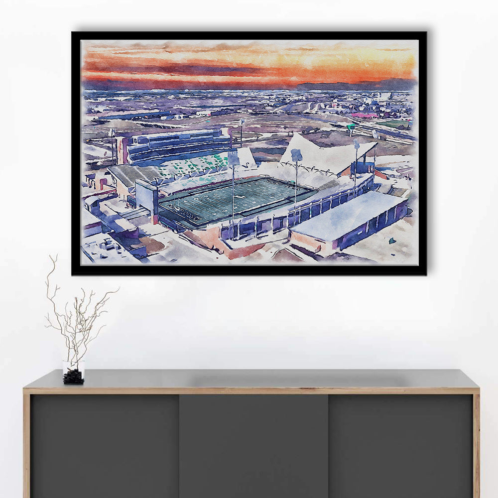 Apogee Stadium, North Texas Mean Green Watercolor, Sport Gift Art, Framed Art Print Wall Decor