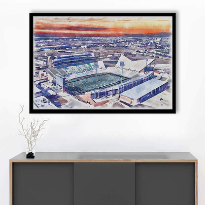 Apogee Stadium, North Texas Mean Green Watercolor, Sport Gift Art, Framed Art Print Wall Decor