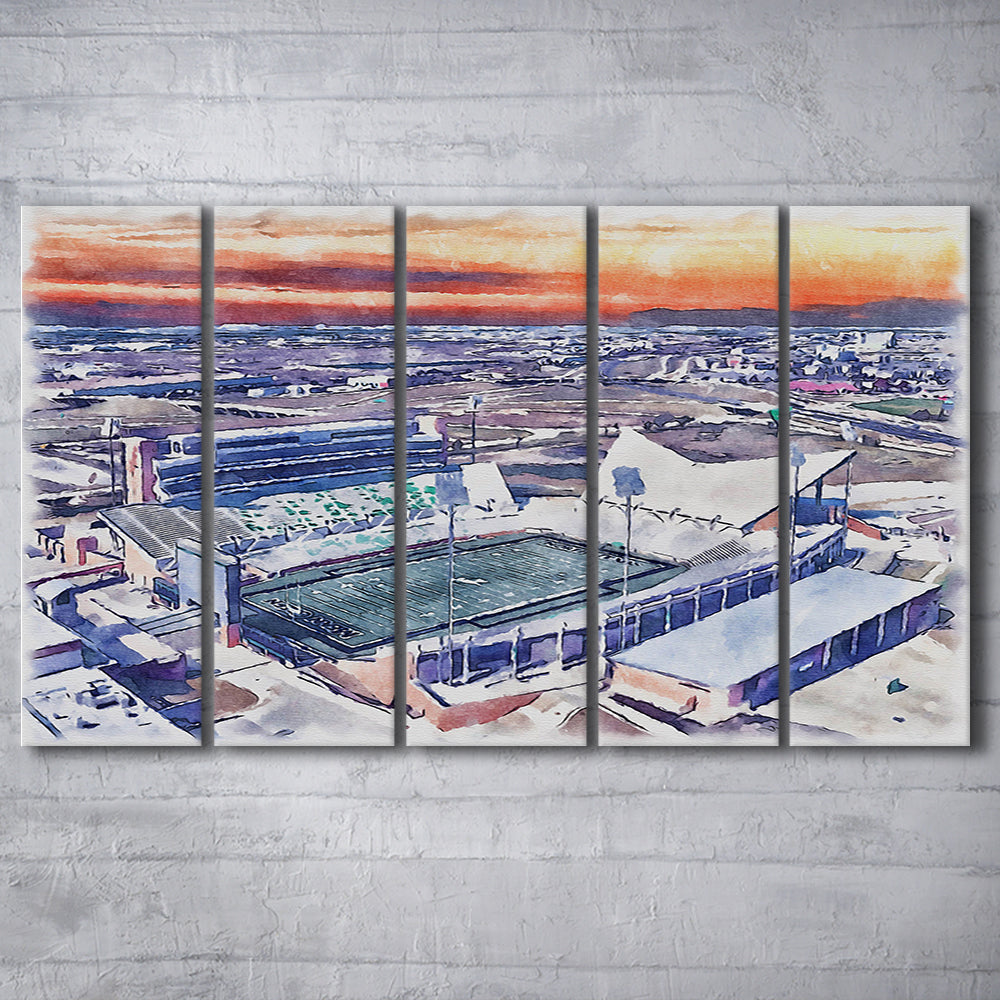 Apogee Stadium, North Texas Mean Green Watercolor, Sport Art, Extra Large Canvas Print Wall Art