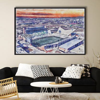 Apogee Stadium, North Texas Mean Green Watercolor, Sport Gift Art, Framed Canvas Print Wall Art