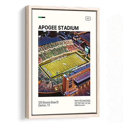 Apogee Stadium Print, North Texas Mean Green Stadium Canvas Art, Man Cave Gift, Floating Framed Canvas Print Wall Art