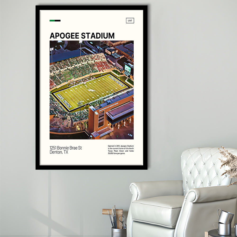 Apogee Stadium Print, North Texas Mean Green Stadium Art, Gifts for him, Sport Art, Framed Art Print Wall Decor