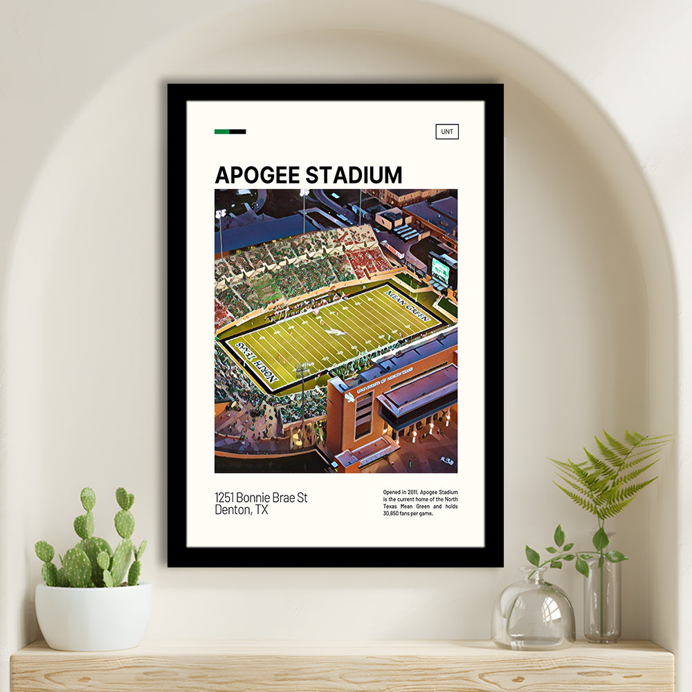 Apogee Stadium Print, North Texas Mean Green Stadium Art, Gifts for him, Sport Art, Framed Art Print Wall Decor