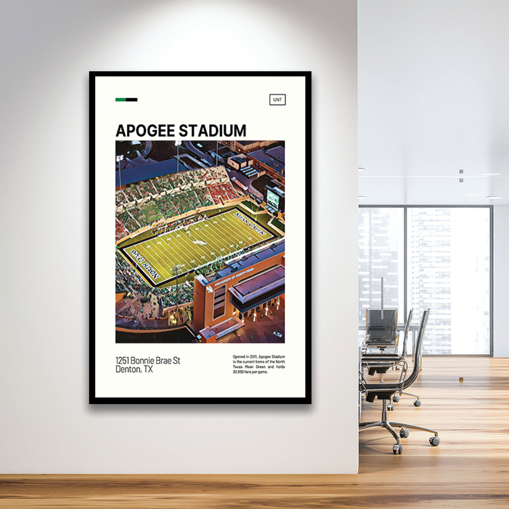 Apogee Stadium Print, North Texas Mean Green Stadium Art, Gifts for him, Sport Art, Framed Art Print Wall Decor