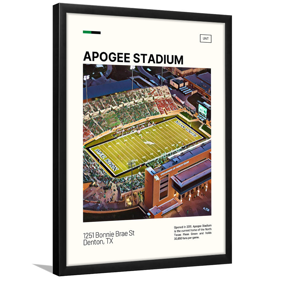 Apogee Stadium Print, North Texas Mean Green Stadium Art, Gifts for him, Sport Art, Framed Art Print Wall Decor